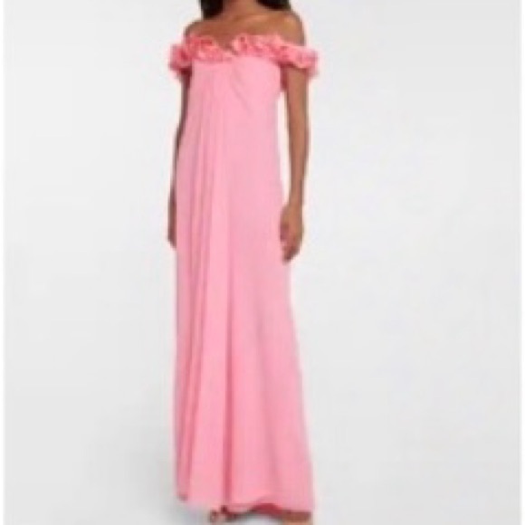 Giambattista Valli off-shoulder silk georgette gown in pink. Size 38. NWT - Picture 2 of 11